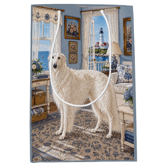 Sacola Para Presentes Média Um Borzoi de Nantucket  (Frente)