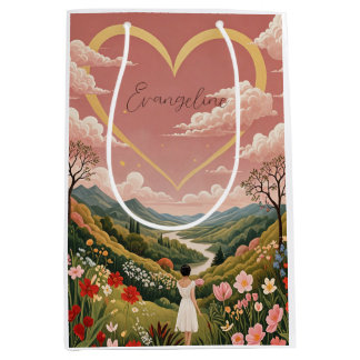 Sacola Para Presentes Média Um Caríssimo Gaze da Garota Personalizado