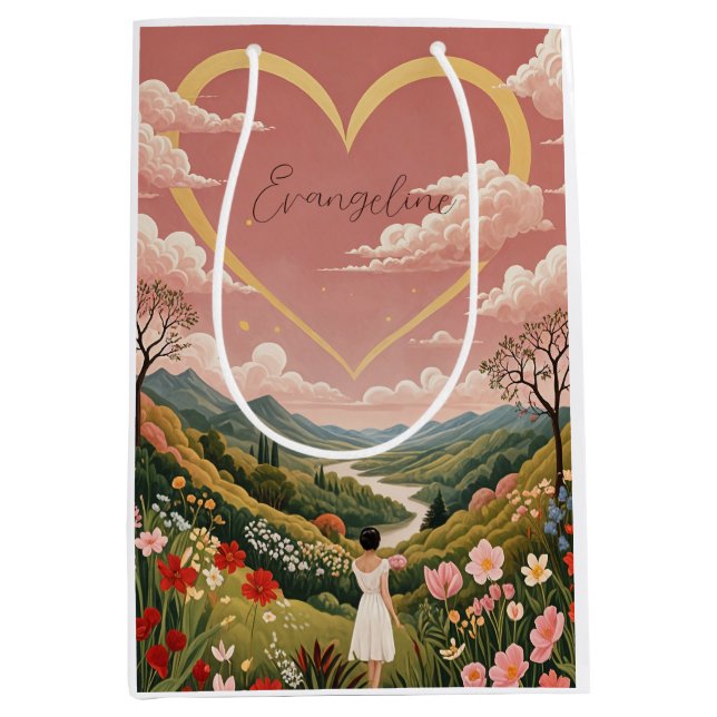 Sacola Para Presentes Média Um Caríssimo Gaze da Garota Personalizado (Frente)