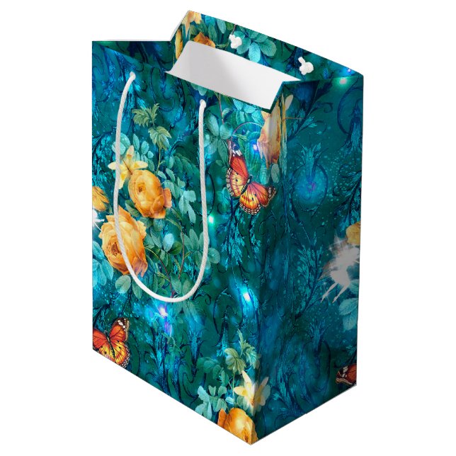 Sacola Para Presentes Média Uma Fada no Jardim Série Design 11  (Verso inclinado)