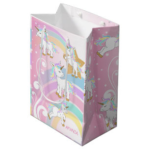 Sacola Para Presentes Média Unicórnios Mágicos