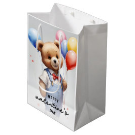 Sacola Para Presentes Média Urso de Aquarela de Cubo dia de os namorados com B