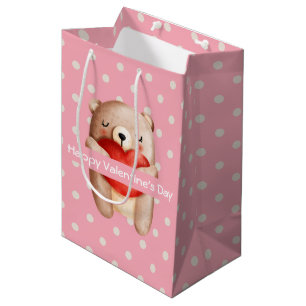 Sacola Para Presentes Média Urso de Corda Bonita Carregando um Namorados de Co