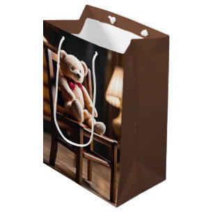 Sacola Para Presentes Média Urso De Hoje De Aniversário Na Cadeira