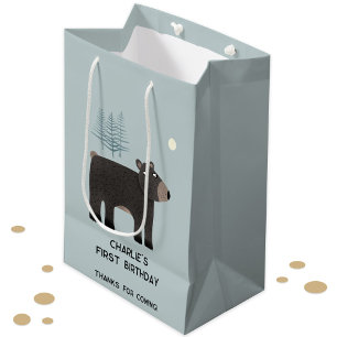 Sacola Para Presentes Média Urso Divertido Personalizado Aniversário da Idade