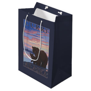Sacola Para Presentes Média Urso e Cub - caril, Alaska