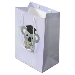 Sacola Para Presentes Média Urso Koala bonito em Boné de formatura Negro