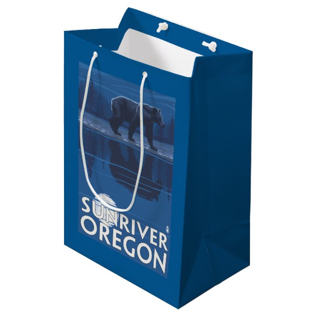 Sacola Para Presentes Média Urso no luar - rio de Sun, Oregon (Frente inclinada)