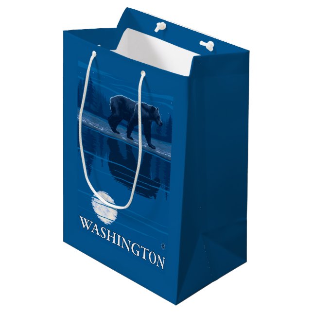 Sacola Para Presentes Média Urso no luar - Washington (Frente inclinada)