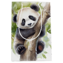 Sacola Para Presentes Média Urso Panda Bonito Em Árvore