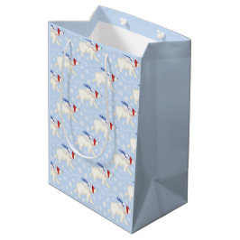 Sacola Para Presentes Média Urso polar bonito e saco de presentes de Natal