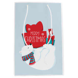 Sacola Para Presentes Média Urso Polar Whimsical e presente Natal