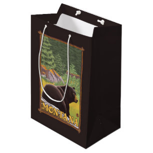 Sacola Para Presentes Média Urso preto na floresta - Montana