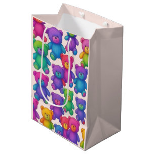 Sacola Para Presentes Média Ursos Coloridos com Ursos para Presente