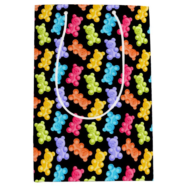 Sacola Para Presentes Média Ursos Doces Coloridos (Frente)