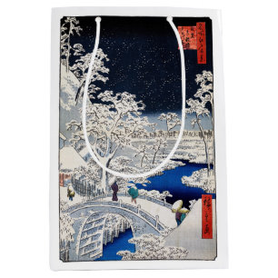 Sacola Para Presentes Média Utagawa Hiroshige - Ponte do Tambor em Meguro