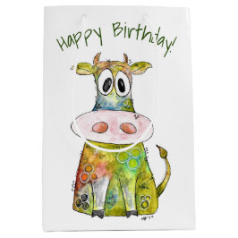 Sacola Para Presentes Média Vaca branca e colorida