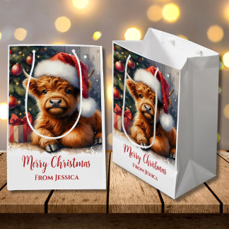 Sacola Para Presentes Média Vaca das Terras do Natal