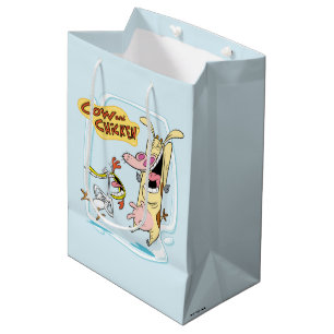 Sacola Para Presentes Média Vaca e Galinha Rindo Gráfico