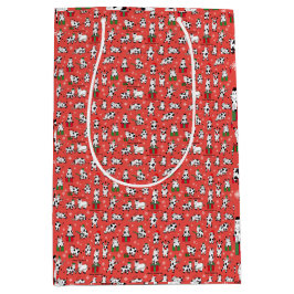 Sacola Para Presentes Média Vacas de Natal Festivas