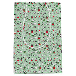 Sacola Para Presentes Média Vacas de Natal Festivas