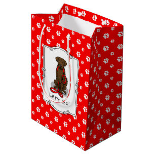 Sacola Para Presentes Média Vamos! Cão Retriever de Capa Lisa (fígado)