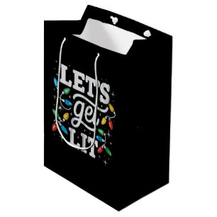 Sacola Para Presentes Média Vamos Ficar Bêbados Chapéu de Papai Noel Luzes de 