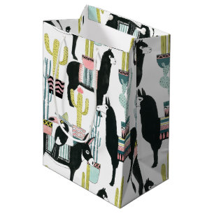Sacola Para Presentes Média Vamos Taco Sobre Amor Padrão Llama & Donkey
