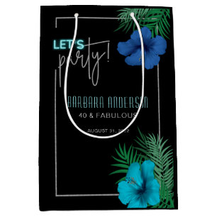 Sacola Para Presentes Média Vamos tropical azul-neon, preto, do Partido do ani