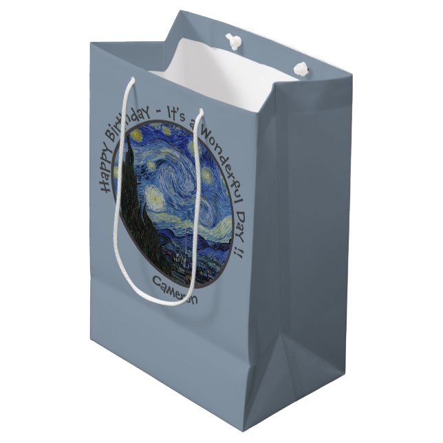 Sacola Para Presentes Média van Gogh's The Starry Night Party Items Collection (Frente inclinada)