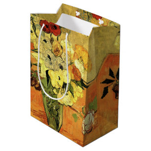 Sacola Para Presentes Média Vaso Japonês, Rosas, Anêmonas por Vincent van Gogh