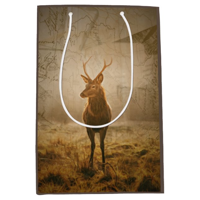 Sacola Para Presentes Média Veado na floresta (Frente)