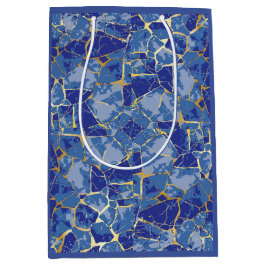 Sacola Para Presentes Média Veia Dourada Kintsugi Azul