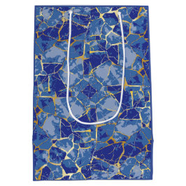 Sacola Para Presentes Média Veia Dourada Kintsugi Azul