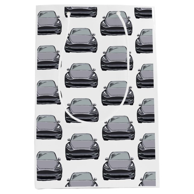 Sacola Para Presentes Média Veículo elétrico de Cinza leve (Frente)