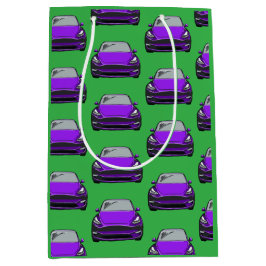 Sacola Para Presentes Média Veículo elétrico roxo SUV Car Fundo Verde