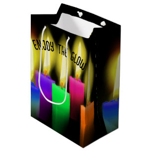Sacola Para Presentes Média Velas De Aniversário Brilhantes A Preto