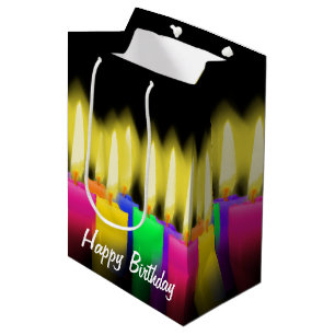 Sacola Para Presentes Média Velas de Aniversário em Preto