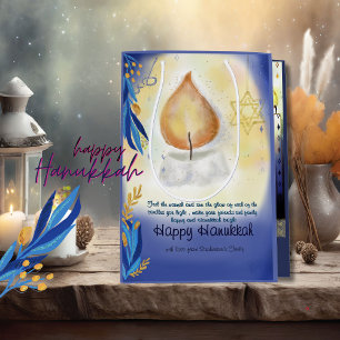 Sacola Para Presentes Média Velas leves Aquarela Feliz Hanukkah