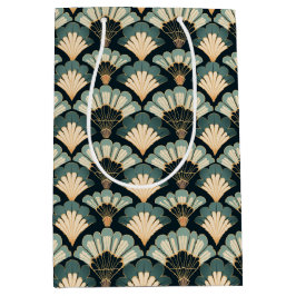 Sacola Para Presentes Média Ventilador Teal & Beige inspirado no Japão