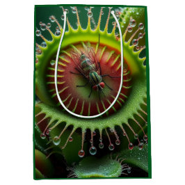 Sacola Para Presentes Média Venus Flytrap Floral Green and Red