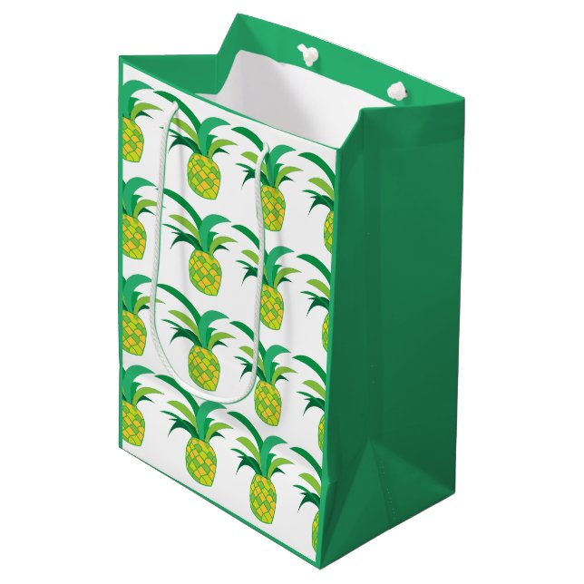 Sacola Para Presentes Média Verão de Abacaxi Tropical Abacaxi (Frente inclinada)