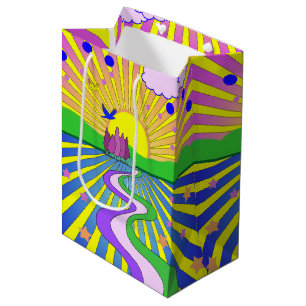 Sacola Para Presentes Média Verão do Amor Psicodélico Sessenta e Sunburst