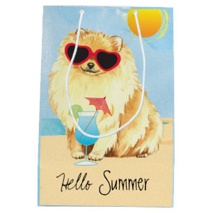 Sacola Para Presentes Média Verão Pomeranian