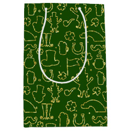 SACOLA PARA PRESENTES MÉDIA VERDE COM SUAS LINHAS VERDES FINAS IRLANDESAS