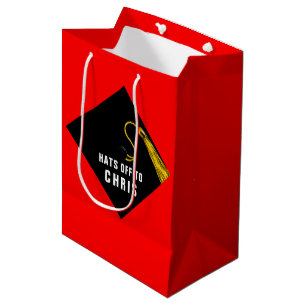 Sacola Para Presentes Média Vermelho de Graduação Personalizado