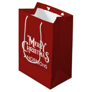 Sacola Para Presentes Média Vermelho Feliz Natal Personalizado