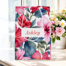 Vermelho Rosa Floral Aquarela Hibisco Elegante