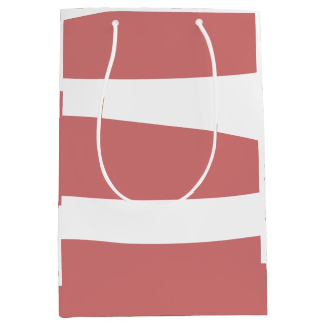 Sacola Para Presentes Média Vermelho terroso e branco Abstrato (Frente)