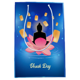 Sacola Para Presentes Média Vesak Day Buddha sobre Lotus Lantern Vaisakha